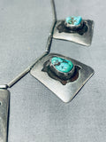Channel Pendant Vintage Native American Navajo Turquoise Sterling Silver Necklace Old-Nativo Arts
