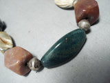 Fabulous Native American Navajo Green Brown Agate Sterling Silver Necklace-Nativo Arts