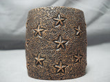 Amazing Navajo Huge Handcarved Copper Bracelet Native American-Nativo Arts