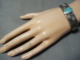Important Alex Sanchez Authentic Native American Navajo Turquoise Sterling Silver Bracelet-Nativo Arts