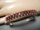 Fantastic Zuni Coral Sterling Silver Bracelet Native American-Nativo Arts