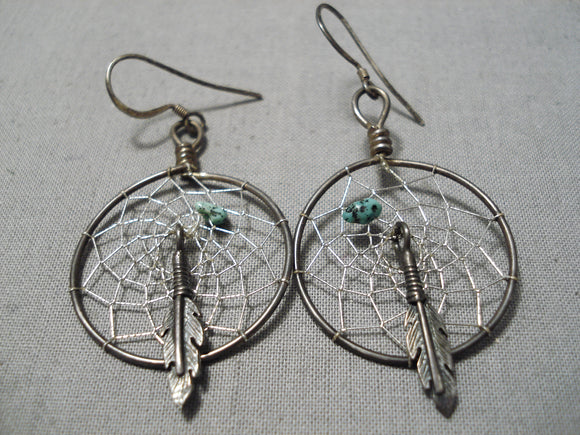 Navajo Sterling Silver & Turquoise Dream Catcher, Dangle Earrings – Nizhoni  Traders LLC