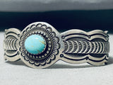 John Begay Vintage Native American Navajo Blue Gem Turquoise Sterling Silver Bracelet-Nativo Arts