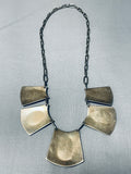 Rare Gilber Turquoise Vintage Native American Navajo Sterling Silver Necklace Old-Nativo Arts