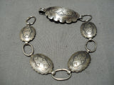 Earlier 1900's Vintage Native American Navajo Sterling Silver Hand Wrought Concho Bracelet Old-Nativo Arts