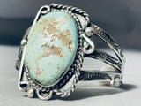 Early Vintage Native American Navajo #8 Turquoise Sterling Silver Bracelet Cuff-Nativo Arts