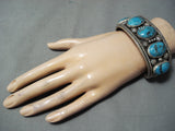 Astonishing Vintage Native American Navajo Kingman Turquoise Sterling Silver Bracelet Old-Nativo Arts