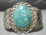 Early Museum Vintage Native American Navajo Carico Lake Turquoise Sterling Silver Bracelet Old-Nativo Arts