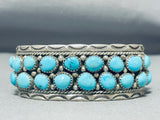 Stunning Vintage Native American Navajo 28 Blue Gem Turquoise Sterling Silver Bracelet-Nativo Arts