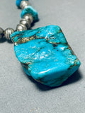 Fabulous Vintage Native American Navajo Huge Kingman Turquoise Sterling Silver Necklace-Nativo Arts