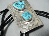 Incredible Vintage Native American Navajo Sleeping Beauty Turquoise Sterling Silver Bolo-Nativo Arts