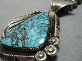 Important Vintage Native American Navajo Lone Mountain Turquoise Sterling Silver Necklace Old-Nativo Arts