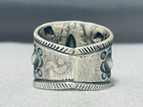 Native American Heavy 21 Gram Vintage Mens Sterling Silver Repoussed Ring-Nativo Arts