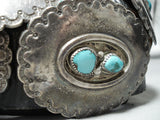 Heavy Thick Old Vintage Native American Navajo Turquoise Sterling Silver Concho Belt Old-Nativo Arts