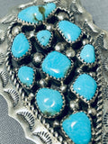 Bill Slim Vintage Native American Navajo Kingman Turquoise Sterling Silver Pin/ Pendant Signed-Nativo Arts