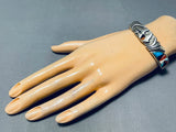 Dynamic Vintage Native American Zuni Turquoise Sterling Silver Bear Bracelet-Nativo Arts