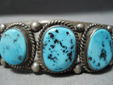 Superior Vintage Native American Navajo Sleeping Beauty Turquoise Sterling Silver Bracelet Old-Nativo Arts