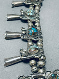 Rare Bisbee Turquoise Vintage Native American Navajo Sterling Silver Squash Blossom Necklace-Nativo Arts