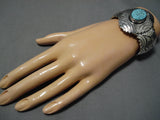 Important Loen Mountain Turquoise Vintage Native American Navajo Sterling Silver Bracelet-Nativo Arts