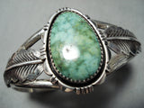 Detail High Grade Carico Lake Turquoise Vintage Native American Navajo Sterling Silver Bracelet-Nativo Arts