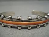 Striking Native American Navajo Inlay Coral Native American Bracelet Old-Nativo Arts