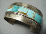 Heavy Inlaid Vintage Native American Navajo Royston Turquoise Sterling Silver Bracelet-Nativo Arts