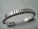 Thick Detailed Cubed Cuff Vintage Native American Navajo Sterling Silver Bracelet-Nativo Arts