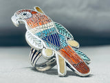 The Most Detailed Hand Carved Native American Turquoise Sterling Silver Parrot-Nativo Arts