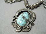 Quality Vintage Native American Navajo Cario Lake Turquoise Sterling Silver Necklace Old-Nativo Arts