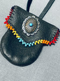 Very Rare Vintage Native American Navajo Turquoise Sterling Silver Necklace Pouch-Nativo Arts
