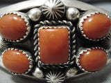 Important Jeanette Dale Navajo Coral Sterling Silver Native American Bracelet-Nativo Arts