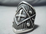 Superb Navajo Sterling Silver Cross Ring Native American-Nativo Arts