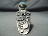 Unique San Felipe Native American 8 Turquoise Sterling Silver Ring-Nativo Arts