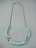 Gorgeous Vintage Native American Zuni Sleeping Beauty Turquoise Sterling Silver Necklace Old-Nativo Arts