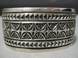 Detailed Important Vintage Native American Navajo Intricate Stamp Sterling Silver Bracelet-Nativo Arts