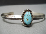 Fabulous Vintage Native American Navajo Domed Turquoise Sterling Silver Bracelet Old-Nativo Arts