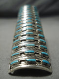 One Of The Tallest Vintage Native American Zuni Needle Turquoise Sterling Silver Ring-Nativo Arts