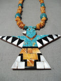 Native American One Of The Best Vintage Santo Domingo Turquoise Thunderbird Necklace-Nativo Arts
