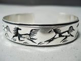 Intricate Vintage Horse Navajo Sterling Silver Native American Bracelet-Nativo Arts
