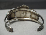 Small Wrist Vintage Native American Navajo Tears Of Joy Turquoise Stelring Silver Bracelet Old-Nativo Arts