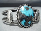 Important Vintage Native American Navajo Bisbee Turquoise Sterling Silver Bracelet-Nativo Arts