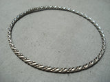 Wonderful Navajo Sterling Silver Rope Bangle Bracelet Native American-Nativo Arts