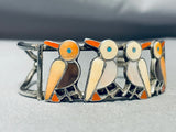 Lovely Birds Vintage Native American Zuni Turquoise Sterling Silver Bracelet Old-Nativo Arts