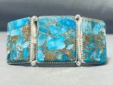 Dazzling Native American Navajo Spiderweb Turquoise Sterling Silver Bracelet-Nativo Arts