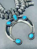 300 Gram Rare Hogan Native American Navajo Sterling Silver Turquoise Squash Blossom Necklace-Nativo Arts