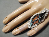 Fabulous Vintage Zuni Turquoise Sterling Silver Ring Old Native American-Nativo Arts