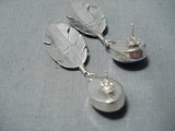 Impressive Navajo Lapis Sterling Silver Feather Earrings Native American-Nativo Arts