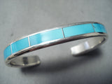 Unbelievable Zuni Kingman Turquoise Sterling Silver Bracelet Native American-Nativo Arts