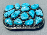 Spectacular Vintage Native American Navajo Morenci Turquoise Sterling Silver Buckle-Nativo Arts