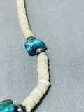 Native American Beautiful Vintage Santo Domingo Old Kingman Turquoise Sterling Silver Necklace-Nativo Arts